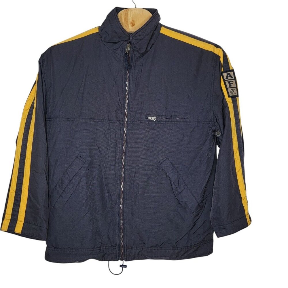 Vintage Abercrombie and Fitch Black / Yellow Stripe‎ Full Zip Jacket Medium M